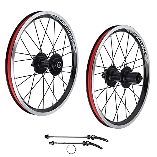 Mountain Bike Wheel : LLF 16in Bicycle Wheel Set, Mountain Bike Wheelset 305 Disc Brake 11 Speed 6 Nail Bearing Compatible for V Brake Black