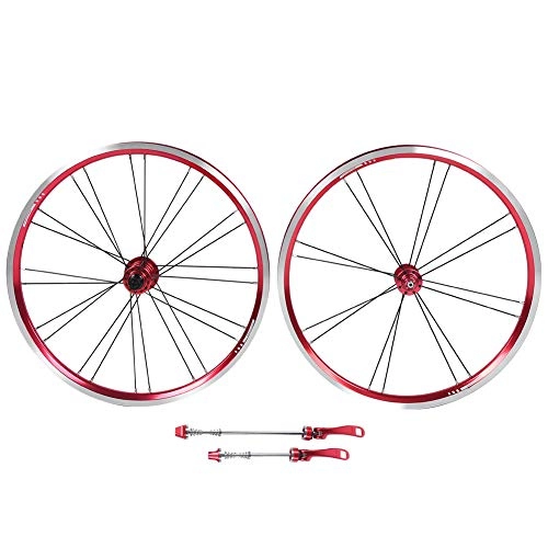 Mountain Bike Wheel : LLF Bicycle Wheel Set, Aluminium Alloy Ultralight Front 2 Rear 4 Bearing V Brake Folding Bicycle Wheelset 20 Inch Mountain Bike Wheel Set Red