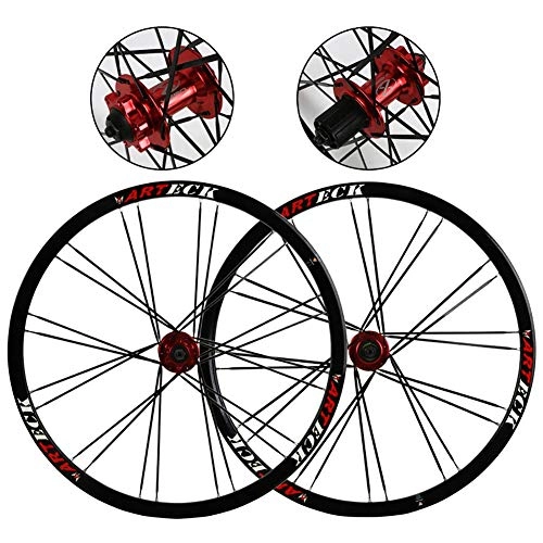 Mountain Bike Wheel : LOO LA 26"*1.35~2.125 Mountain Bicycle Wheelset, Aluminum Alloy Double Wall MTB Cycling Rim Disc Brake Ball-spoke wheel set cutter ring hub 7 / 8 / 9 / 10 speed, Black