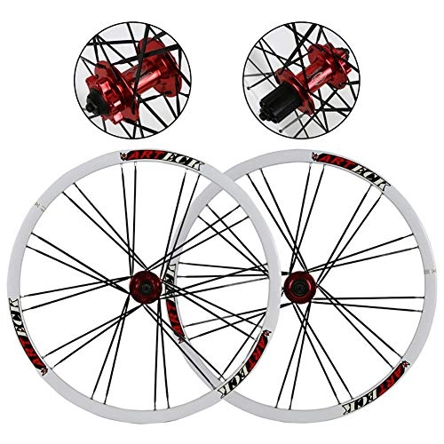 Mountain Bike Wheel : LOO LA 26"*1.35~2.125 Mountain Bicycle Wheelset, Aluminum Alloy Double Wall MTB Cycling Rim Disc Brake Ball-spoke wheel set cutter ring hub 7 / 8 / 9 / 10 speed, White