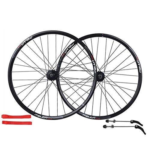 Mountain Bike Wheel : LOO LA 26"*1.35~2.125 Mountain bike front wheel rear wheel bicycle wheelset Aluminum alloy double disc brake ring 32holes disc 7 / 8 / 9 / 10 speed, Black