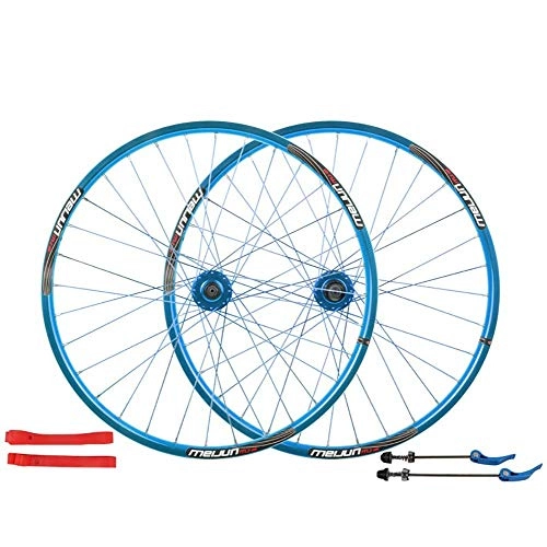Mountain Bike Wheel : LOO LA 26"*1.35~2.125 Mountain bike front wheel rear wheel bicycle wheelset Aluminum alloy double disc brake ring 32holes disc 7 / 8 / 9 / 10 speed, Blue