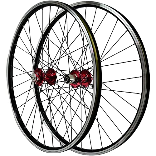 Mountain Bike Wheel : LSQR 26 Inches Mountain Bike Wheels Double Wall Aluminum Alloy Rim Disc / V Brake Quick Release Front 2 Rear 4 Bearing