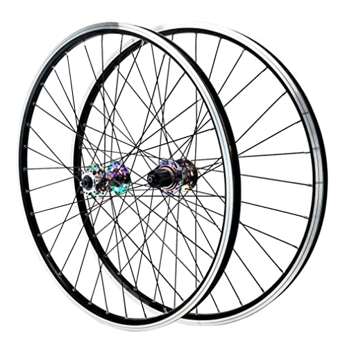 Mountain Bike Wheel : LSRRYD 26 / 27.5 / 29" MTB Wheelset V Disc Brake Wheel Set Quick Release Bicycle Wheels Mountain Bike Rim 32H Hub For 7 / 8 / 9 / 10 / 11 / 12 Speed Cassette 2016g (Color : Colorful, Size : 26'')