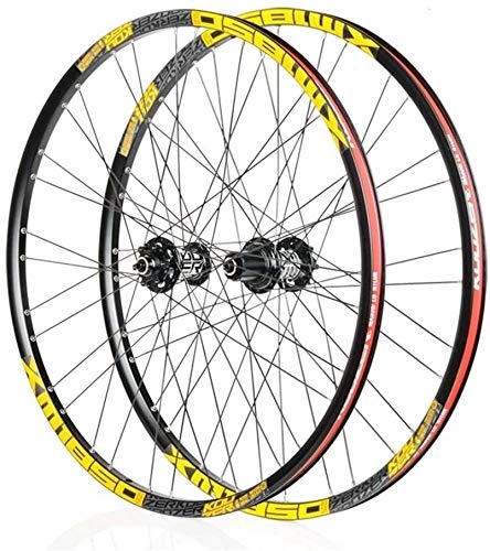Mountain Bike Wheel : LTGJJ 26 / 27.5 Inch Bicycle Wheelset Bicycle Wheels Double-Walled MTB Rim Fast Release Disc Brake Bicycle Wheels, 32H for Shimano Or Sram 8 9 10 11 Speed (Color : 26in, Size : OneSize)