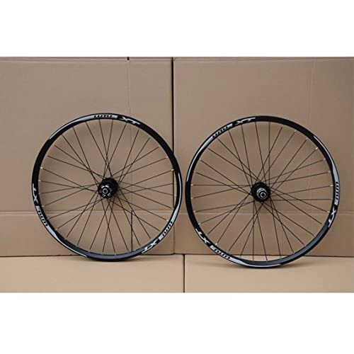 Mountain Bike Wheel : LUNJE Mountain Bike Disc Brake Wheelset 26 / 29 inch MTB Bicycle Wheels Bicycle Double Wall Rims Quick Release 32H For 8-11 Speed Cassette (Color : Black, Size : 26'')