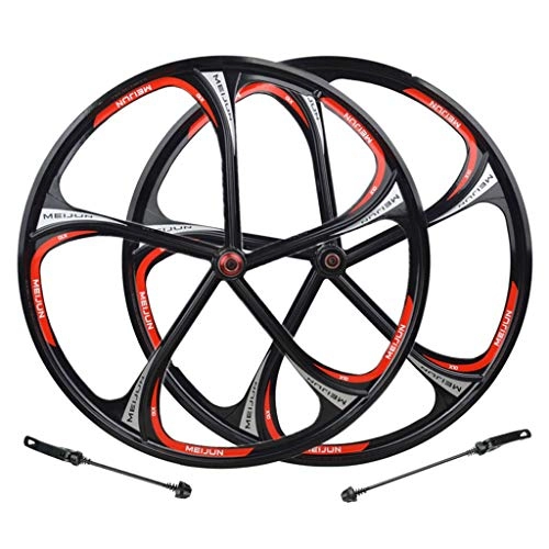 Mountain Bike Wheel : LvTu Mountain Bike Cassette Wheelset 26 Inch, Magnesium Alloy MTB Bicycle Front / Rear Wheel 7 / 8 / 9 / 10 / 11 Speed - Black (Color : Wheelset)
