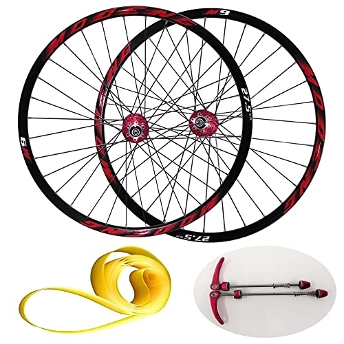 Mountain Bike Wheel : LvTu Mountain Bike Wheelset 26 / 27.5 / 29 inch, Alloy MTB Bicycle Wheels Quick Release Disc Brakes Compatible 8-11 Speed Cassette for 1.25~2.25" Tire (Color : Red, Size : 27.5 inch)
