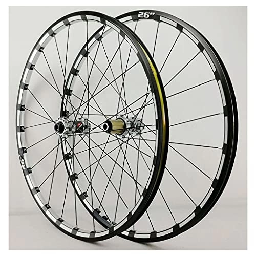 Mountain Bike Wheel : LvTu Mountain Bike Wheelset 26 27.5 inch 15mm / 12mm Thru Axle Hub, XC MTB Front / Rear Wheel Double Wall Rim Disc Brake (Color : Titanium hub, Size : 26 inch)