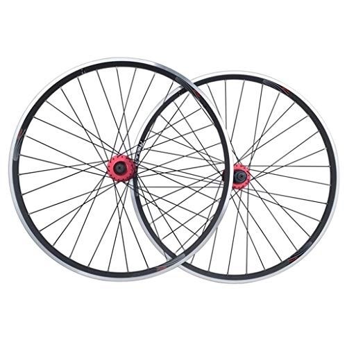Mountain Bike Wheel : LvTu Mountain Bike Wheelset MTB 26 inch V-brake / Disc Brake Alloy Double Wall Rim for 7 8 9 10 Speed Cassette 1.25~2.5" Tire Rim (Color : Black)
