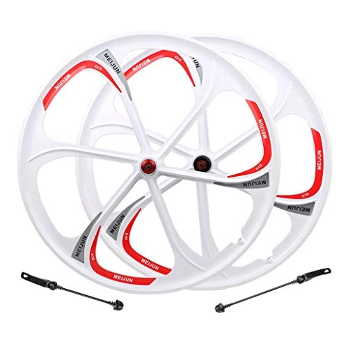 Mountain Bike Wheel : LvTu MTB Bike Wheelset 26 Inch Front / Rear Wheel QR for 7 / 8 / 9 / 10 / 11 Speed Cassette- White (Color : Wheelset)