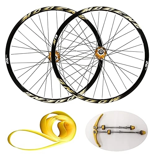 Mountain Bike Wheel : LvTu MTB Disc Brake Bicycle Wheelset 26 27.5 29 inch, Aluminum Alloy Mountain Bike Wheel Set compatible 8 / 9 / 10 / 11 Speed Cassette for 1.25~2.25" Tire (Color : Gold, Size : 27.5 inch)