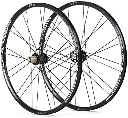 Mountain Bike Wheel : LVYE1 MRMF 27.5 Inch Bike Wheelset, Ultralight MTB Rim Double Wall Aluminum Alloy MTB Cycling Wheels Disc Brake Fast Release Mountain Bike Wheels 8-11 Speed, Black