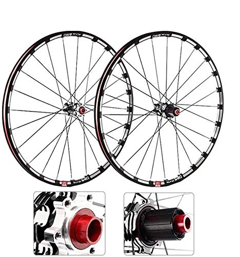 Mountain Bike Wheel : LVYE1 MRMF MTB Bicycle Front Wheel Rear Wheel, Mountain Bike Wheelset 26 / 27.5 / 29 Inches Double Walled Aluminum Alloy Rim Disc Brake Carbon Fiber Hub Barrel Shaft 7-11 Speed Cassette, Black, 27.5in
