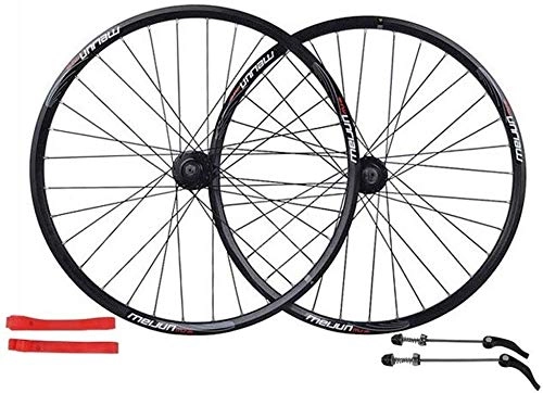 Mountain Bike Wheel : LVYE1 MRMF MTB Bicycle Wheelset 26 Inch, Double Walled Aluminum Alloy Bicycle Wheels Disc Brake Mountain Bike Wheelset Quick Release American Valve 7 / 8 / 9 / 10 Speed, Black