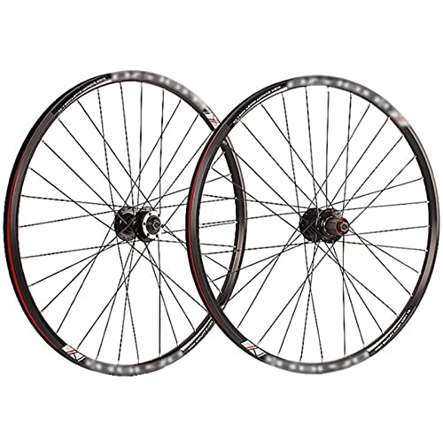 Mountain Bike Wheel : LYRONG MTB Wheelset, 26 Inch High Strength Aluminum Alloy Rim Mountain Bike Wheels, Clincher Carbon Hub, Disc Brake Quick Release Fit for 7-11 Speed Freewheels, Black