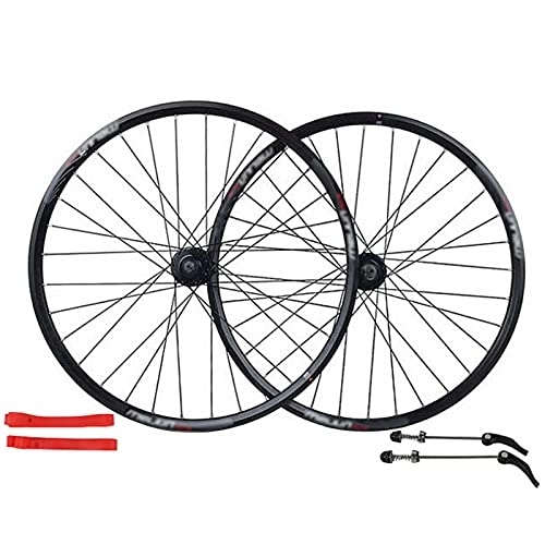 Mountain Bike Wheel : LYRONG MTB Wheelset, 26 Inch High Strength Aluminum Alloy Rim Mountain Bike Wheels, Clincher Carbon Hub, Disc Brake Quick Release Fit for 7-9 Speed Freewheels, Black