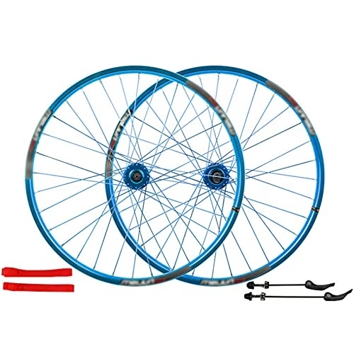 Mountain Bike Wheel : LYRONG MTB Wheelset, 26 Inch High Strength Aluminum Alloy Rim Mountain Bike Wheels, Clincher Carbon Hub, Disc Brake Quick Release Fit for 7-9 Speed Freewheels, Blue