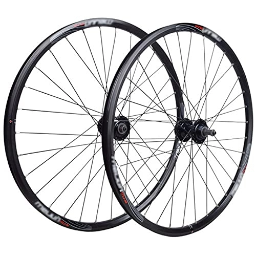 Mountain Bike Wheel : LYRONG MTB Wheelset, High Strength Aluminum Alloy Rim Mountain Bike Wheels, Clincher Carbon Hub, Disc Brake Quick Release Fit for 7-11 Speed Freewheels, Black_26 Inches