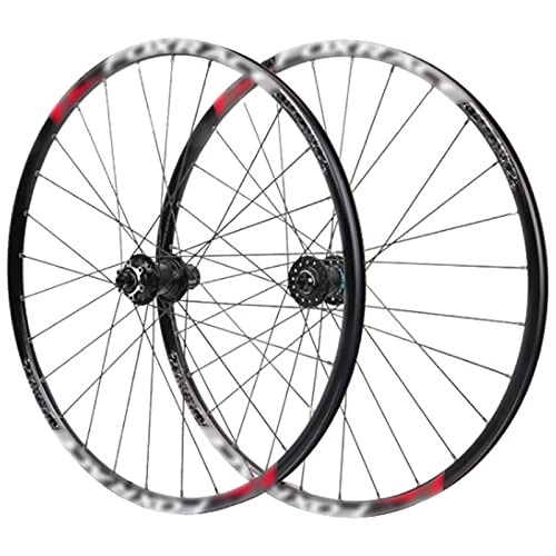 Mountain Bike Wheel : LYRONG MTB Wheelset, High Strength Aluminum Alloy Rim Mountain Bike Wheels, Clincher Carbon Hub, Disc Brake Quick Release Fit for 7-11 Speed Freewheels, Black_Black_27.5 Inch