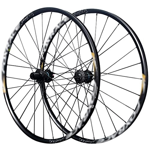 Mountain Bike Wheel : LYRONG MTB Wheelset, High Strength Aluminum Alloy Rim Mountain Bike Wheels, Clincher Carbon Hub, Disc Brake Quick Release Fit for 7-12 Speed Freewheels, Black_Black_29 Inches