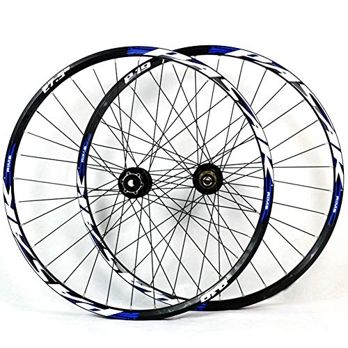 Mountain Bike Wheel : LYzpf Mountain Bike Wheel Front Rear Set Rims Disc Bicycle 26 / 27.5 / 29 Inch Aluminum Alloy Equipment Accessories, blue, 26inch