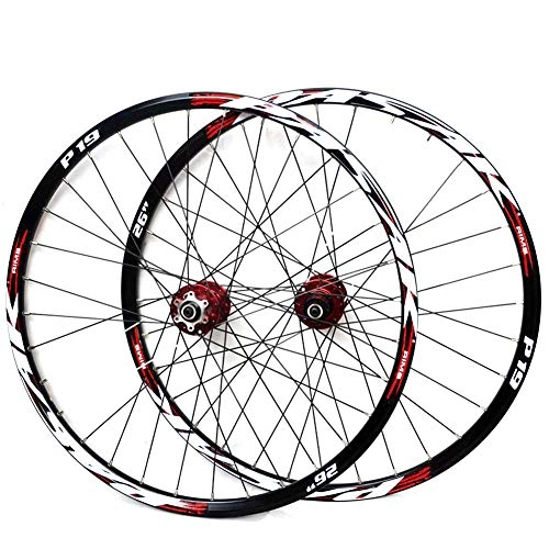 Mountain Bike Wheel : LYzpf Mountain Bike Wheel Front Rear Set Rims Disc Bicycle 26 / 27.5 / 29 inch Aluminum Alloy Equipment Accessories, red, 27.5inch
