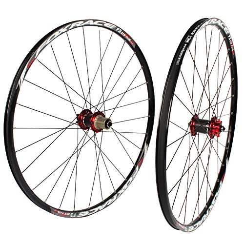 Mountain Bike Wheel : LYzpf Mountain Bike Wheel Front Rear Set Rims Disc Bicycle 26 / 27.5 Inch Aluminum Alloy Equipment Accessories, red, 26inch