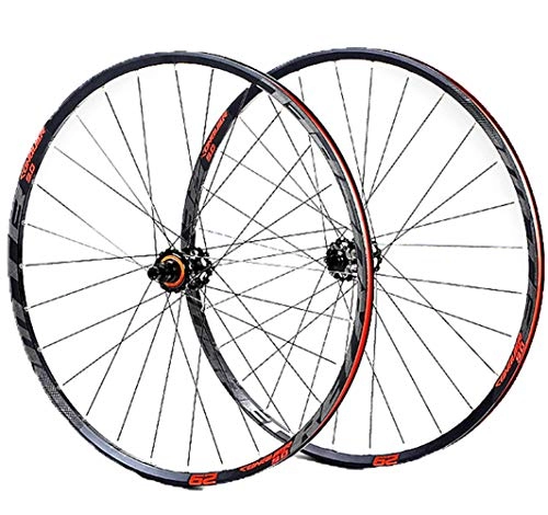 Mountain Bike Wheel : LYzpf Mountain Bike Wheel Front Rear Set Rims Disc Bicycle 29 Inch 4 Bearings Aluminum Alloy Equipment Accessories, red