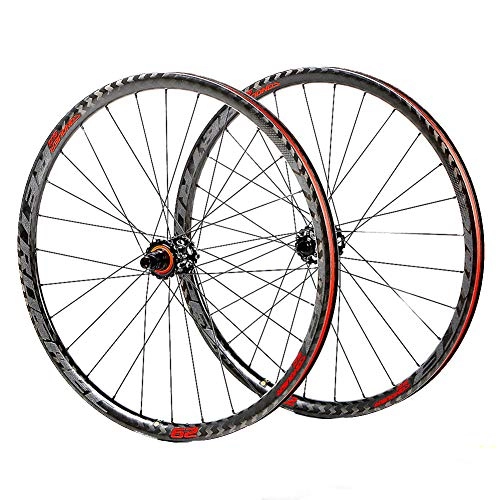 Mountain Bike Wheel : LYzpf Mountain Bike Wheel Front Rear Set Rims Disc Bicycle 4 Bearing 27.5 / 29 inch Carbon Fiber Equipment Accessories, red, 27.5inch