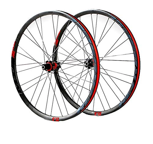 Mountain Bike Wheel : LYzpf Mountain Bike Wheel Front Rear Set Rims Disc Bicycle 4 Bearing 27.5 Inch Carbon Fiber 28 Hole Equipment Accessories, red