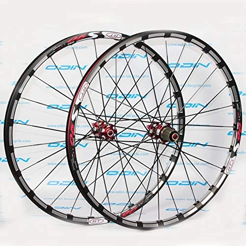 Mountain Bike Wheel : LYzpf Mountain Bike Wheel Front Rear Set Rims Disc Bicycle 5 Bearing Disc Brake 26 / 27.5 inch Aluminum Alloy Equipment Accessories, red, 27.5inch