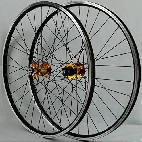 Mountain Bike Wheel : M-YN 26" / 27.5" / 29" MTB Bike Front & Rear Wheel Set Cassette Disc Brake Wheelset Double Wall Alloy Rim Quick Release 32Holes 7-12 Speed(Size:27.5inch, Color:yellow)