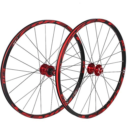 Mountain Bike Wheel : M-YN 26 / 27.5 Inch Mountain Wheel Set 120 Ring Bicycle 5 Bearing Quick Release Disc Brake (Color : Black+red, Size : 27.5inch)
