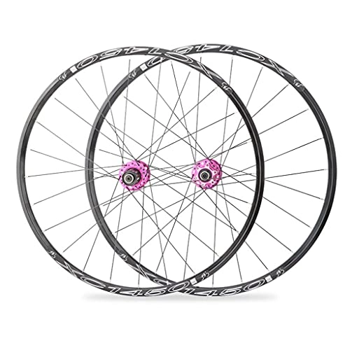 Mountain Bike Wheel : M-YN 26 / 27.5 Mountain Bike Wheelsets, Carbon Hub MTB Wheels Quick Release Disc Brakes, 24H Low-Resistant Flat Spokes Bike Wheel(Size:26inch, Color:purple)