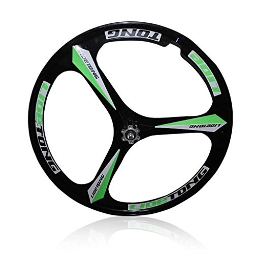 Mountain Bike Wheel : M-YN 26 Inch 3-spoke Mountain Bike Integrated Rear Wheel Disc Brake Magnesium Alloy Wheel (Color : Green)