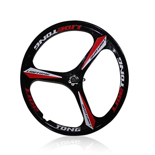 Mountain Bike Wheel : M-YN 26 Inch 3-spoke Mountain Bike Integrated Rear Wheel Disc Brake Magnesium Alloy Wheel (Color : Red)