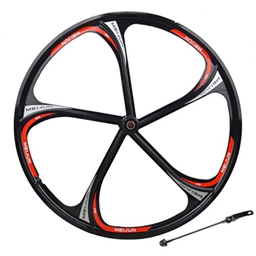 Mountain Bike Wheel : M-YN 26 Inch 5-spoke Mountain Bike Integrated Wheel Disc Brake Magnesium Alloy Wheel, Black (Size : Front Wheel)