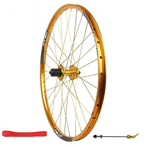 Mountain Bike Wheel : M-YN 26 Inch Mountain Rear Wheel Aluminum Alloy Disc Brake, 32H (Color : Gold)