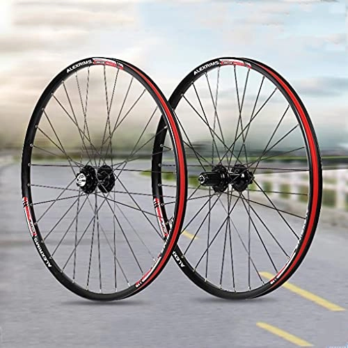 Mountain Bike Wheel : M-YN 26" Mountain Bike Wheelsets, Carbon Hub MTB Wheels Quick Release Disc Brakes, 32H Low-Resistant Flat Spokes Bike Wheel Fit 7-11 Speed Cassette(Color:red)