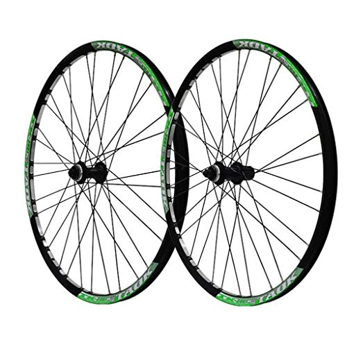 Mountain Bike Wheel : M-YN 27.5 Inch Mountain Wheel Set Bicycle Central Locking Disc Brake Hub Rim Quick Release (Color : Black+green)