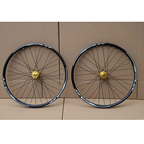 Mountain Bike Wheel : M-YN Bike Rim MTB Wheelset 26 / 27.5 / 29 Inch Mountain Bike Disc Brake Front Rear Wheel 4 Bearing 7-11 Speed Quick Release Cassette Hub(Size:29inch, Color:golden)