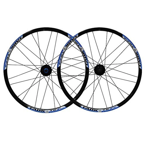 Mountain Bike Wheel : M-YN Mountain Wheel Set 24 x 1.5 24H, Double Wall Quick Release (Color : Black+blue)