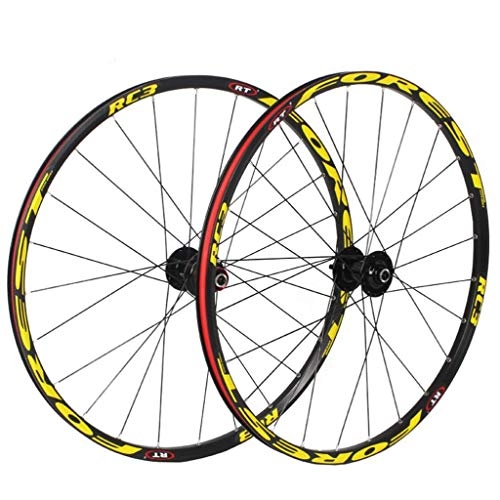 Mountain Bike Wheel : M-YN Mountain Wheel Set 26 / 27.5 Inch 120 Ring Wheel Set Bicycle 5 Bearing Quick Release Disc Brake (Color : Yellow label, Size : 26inch)