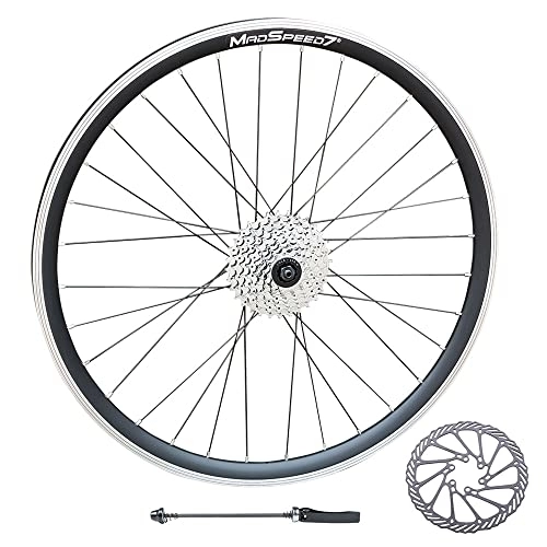 Mountain Bike Wheel : Madspeed7 QR 26" (ETRTO 559x19) MTB Mountain Bike REAR Wheel + 8 Speed Cassette (11-34t) + 160mm Disc Rotor - Sealed Bearings (6 Bolt) Disc Brake Hub (Very Smooth Hub) - Double Wall - 32x Spokes