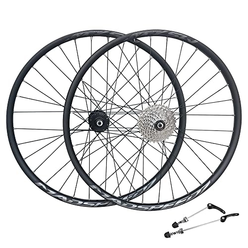 Mountain Bike Wheel : Madspeed7 QR 27.5" 650b (584x20) MTB Mountain Bike Disc Front Rear Wheel Set + 10 speed Cassette (11-42t) - Sealed Bearings (6 Bolt) Disc Brake Hub (Very Smooth Hubs) - Double Wall - 32x Spokes