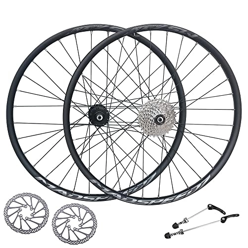 Mountain Bike Wheel : Madspeed7 QR 27.5" 650b (ETRTO 584x20) MTB Mountain Bike Front Rear Wheel Set + 8 speed Cassette (11-34t) + 160mm Disc Rotors - Sealed Bearings (6 Bolt) Disc Brake Hubs (Very Smooth Hubs)