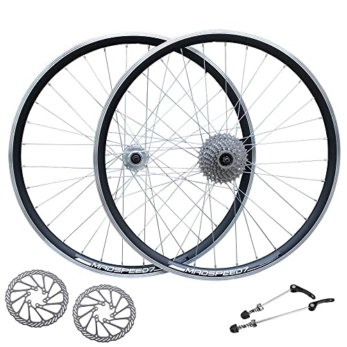 Mountain Bike Wheel : Madspeed7 QR 29" 29er (ETRTO 622x19) MTB Mountain Bike Wheel Set + 9 speed Freewheel (13-32t) + 160mm Disc Rotors - Sealed Bearings Disc Brake Hubs (Very Smooth) - Double Wall - 32x Spokes