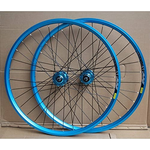 Mountain Bike Wheel : MJCDNB Quick Release Axles Bicycle Accessory MTB Bike Wheelset 24 Inch Double Layer Rim Disc / Rim Brake Bicycle Wheel 8-10 Speed 32H Road Bicycle Cyclocross Bike Wheels (Color : B-Blue)