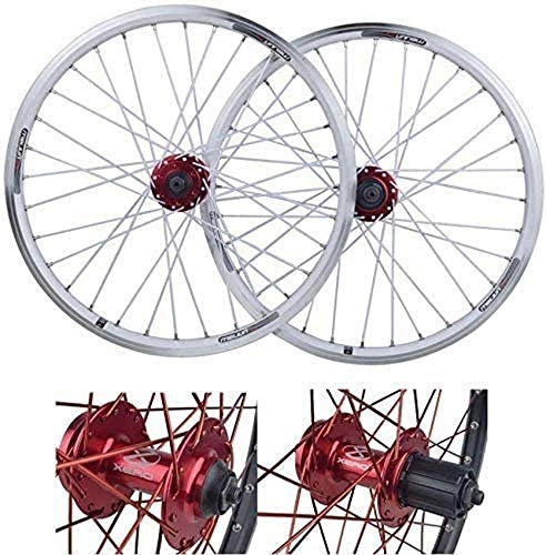 Mountain Bike Wheel : Mnjin Bike Wheel Tyres Spokes Rim 20 inch mountain bike rims front wheel rear wheel double wall alloy wheel disc brake / V-brake bicycle wheelset Fast release White 32H 7 / 8 / 9 / 10 speed